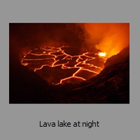 Lava lake at night
